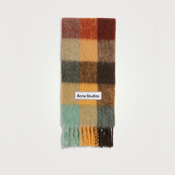 SOLD Acne Studios Brown & Orange Vally Check Scarf - Picture 2 of 4